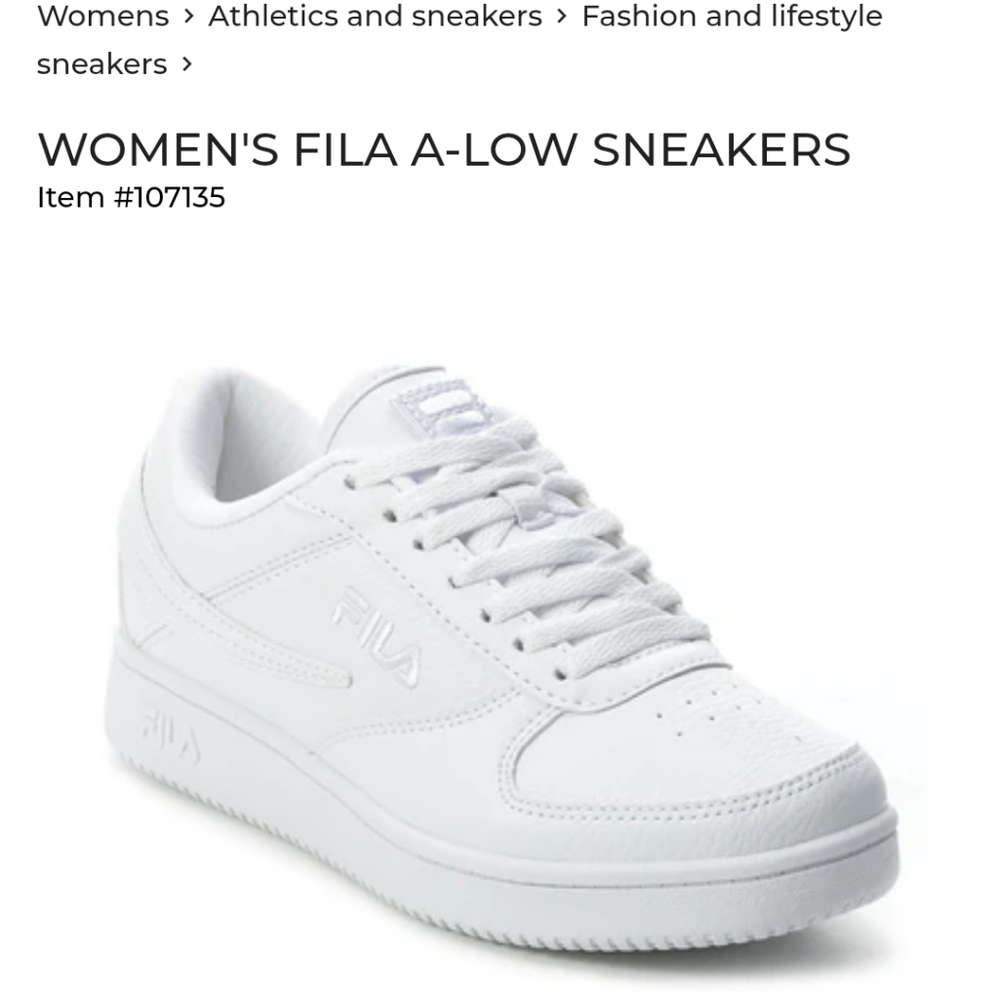 Size 9 White FILA Sneakers